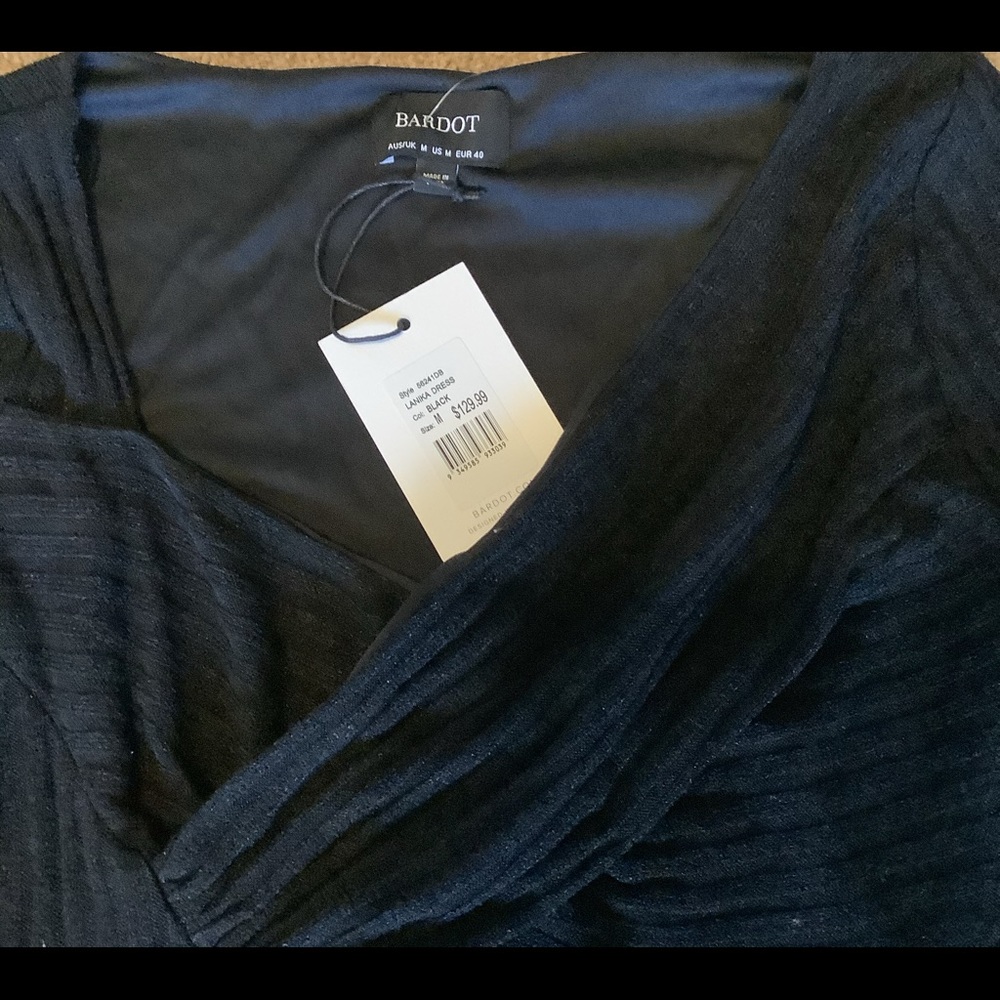 Bardot Ribbed Lanika Black Midi Dress Size M - Picture 4 of 6